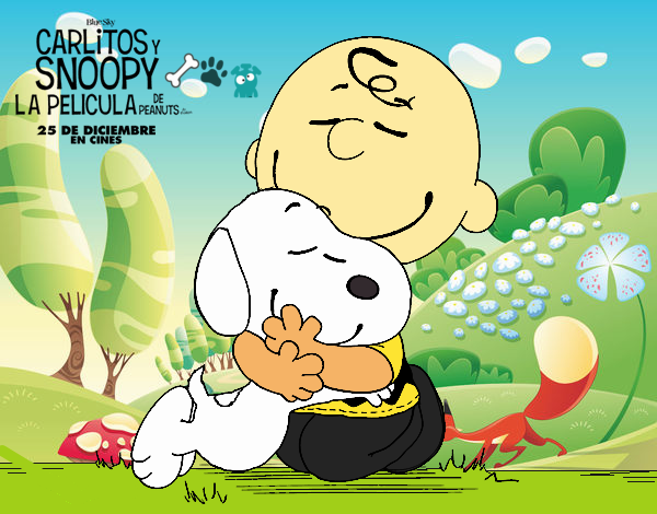 Snoopy y Carlitos abrazados