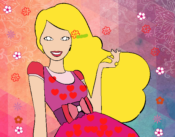 Barbie con su vestido con lazo