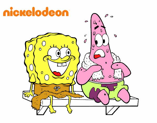 Bob Esponja y Patricio en bañador