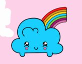 Nube con arco iris kawaii