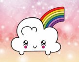 Nube con arco iris kawaii