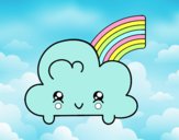 Nube con arco iris kawaii