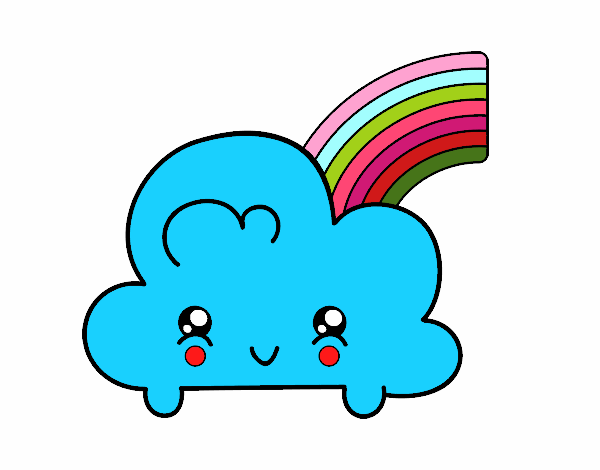 Nube con arco iris kawaii