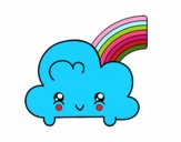 Nube con arco iris kawaii