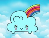 Nube con arco iris kawaii