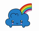 Nube con arco iris kawaii