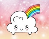 Nube con arco iris kawaii