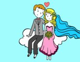 Recién casados en una nube