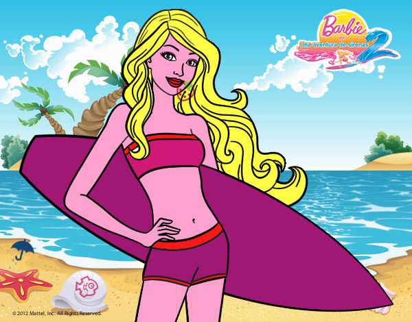 Barbie con tabla de surf