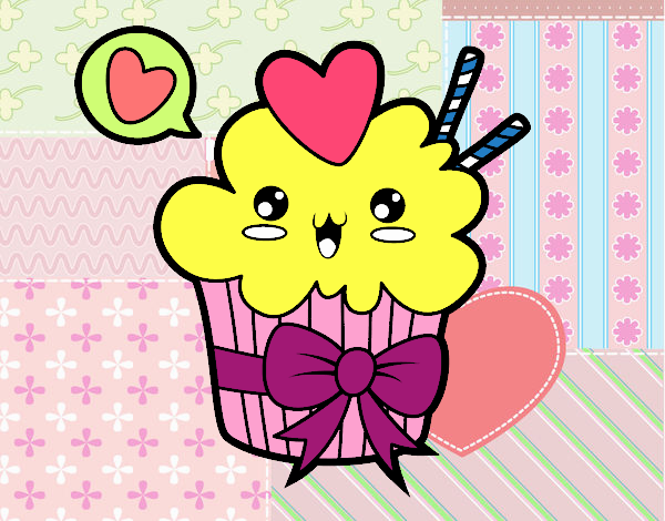 Cupcake kawaii con lazo