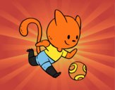 Gato jugando a fútbol