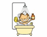 Niño en la ducha