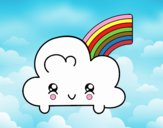 Nube con arco iris kawaii