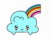 Nube con arco iris kawaii