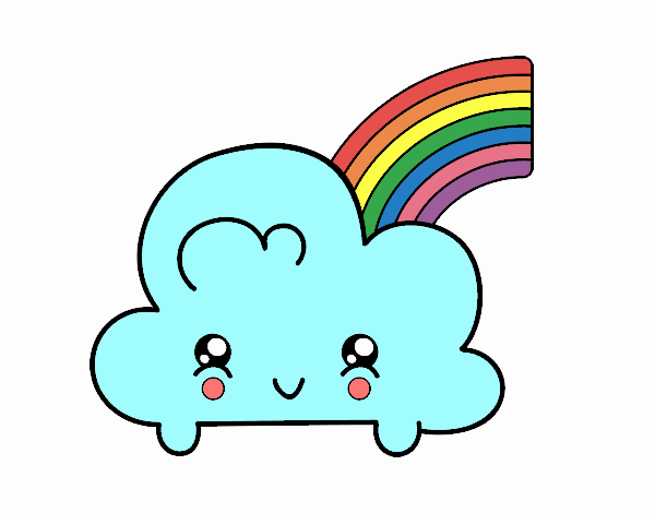 Nube con arco iris kawaii