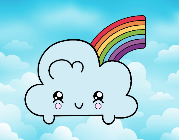 Nube con arco iris kawaii