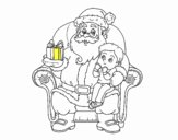 Papá Noel y niño en Navidad