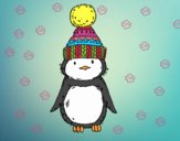 Pingüino con gorro de invierno