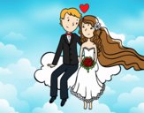 Recién casados en una nube