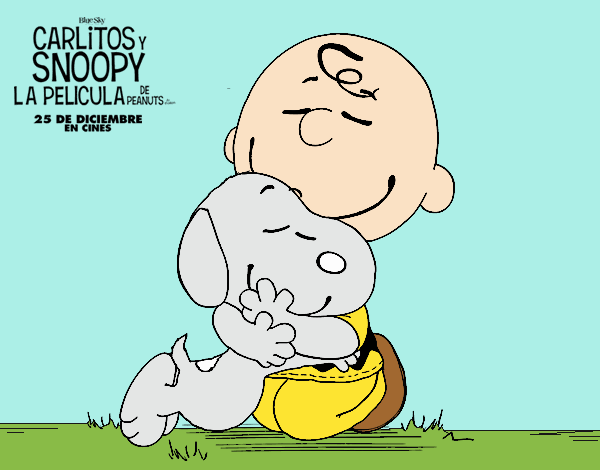 Snoopy y Carlitos abrazados