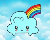 Nube con arco iris kawaii