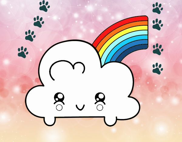 Nube con arco iris kawaii