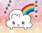 Nube con arco iris kawaii