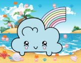 Nube con arco iris kawaii