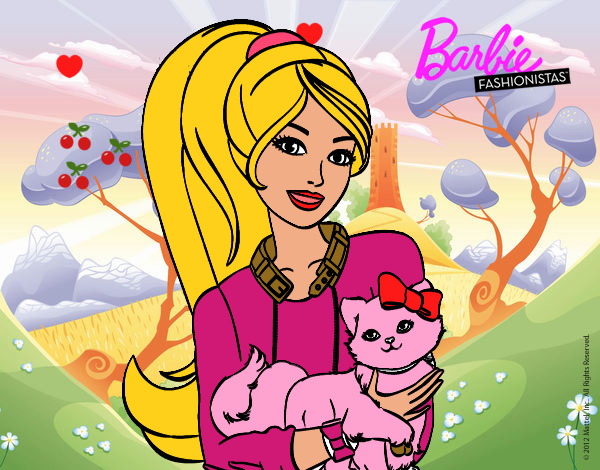 Barbie con su linda gatita