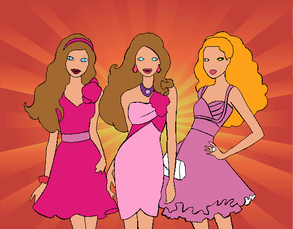 Barbie y sus amigas vestidas de fiesta