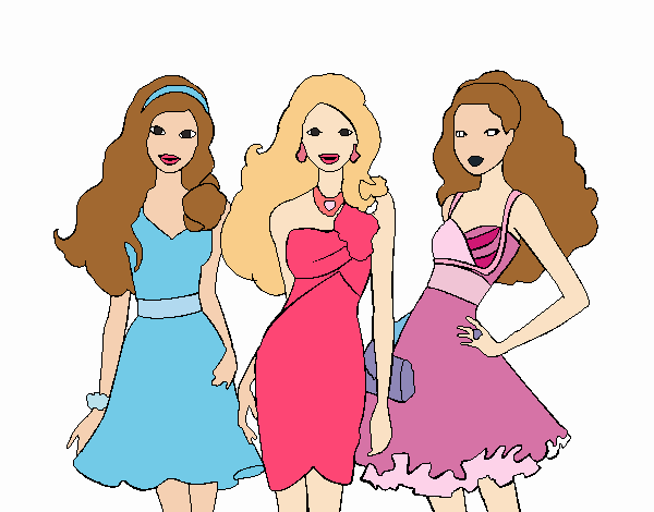 Barbie y sus amigas vestidas de fiesta