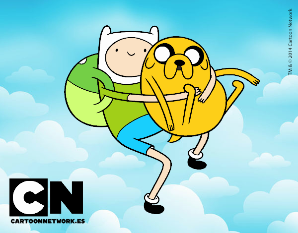 Finn y Jake abrazados