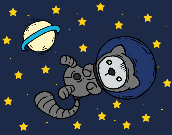 Dibujo de Gato astronauta pintado por en  el día 09-11-19 a las  19:36:41. Imprime, pinta o colorea tus propios dibujos!