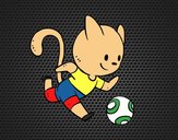 Gato jugando a fútbol