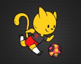 Gato jugando a fútbol