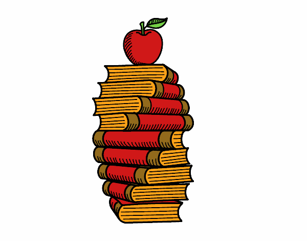 Libros y manzana