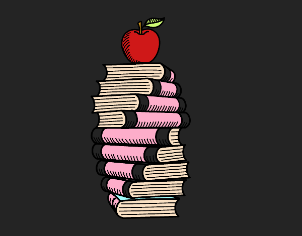 Libros y manzana