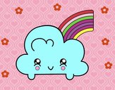 Nube con arco iris kawaii