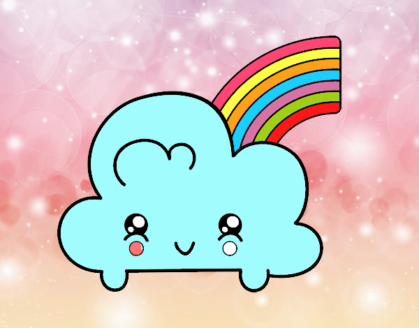 Nube con arco iris kawaii