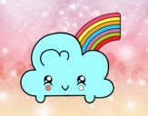 Nube con arco iris kawaii