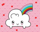 Nube con arco iris kawaii