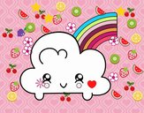 Nube con arco iris kawaii