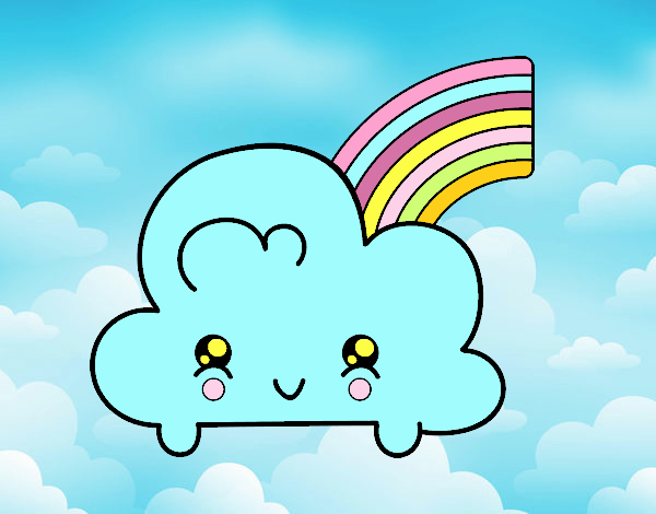 Nube con arco iris kawaii