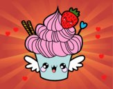 Cupcake kawaii con fresa