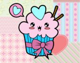 Cupcake kawaii con lazo