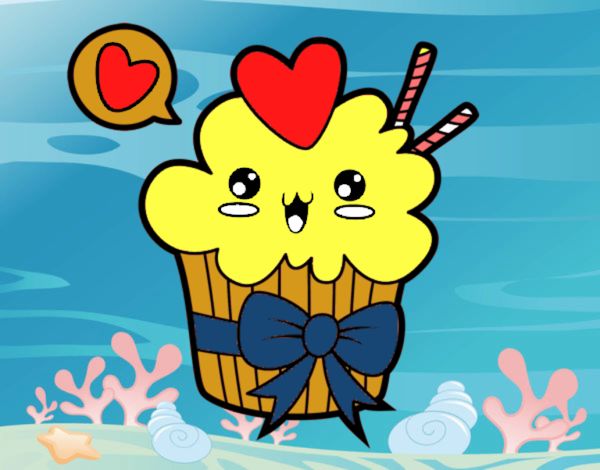 Cupcake kawaii con lazo