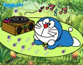 Doraemon escuchando música