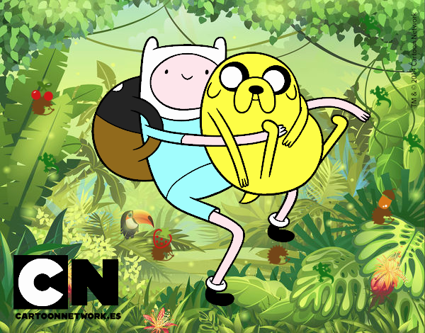 Finn y Jake abrazados