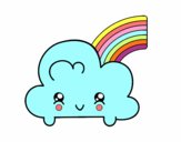 Nube con arco iris kawaii