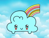 Nube con arco iris kawaii